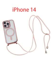 Luxury Crossbody Necklace Lanyard With Electroplated Transparent Phone Case, Compatible With IPhone 17, Air 16, E, 16, 15, 14, 13, 12, Pro Max, And 11. Glossy Magnetic Wireless Charging Protective Case. - Pink - View 7