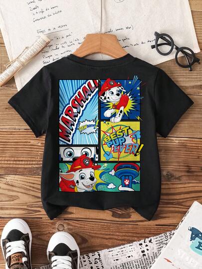 SHEIN | PAW Patrol 男童休闲圆领短袖T恤，适合夏季穿着