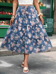 Breezaya Chân váy chữ A thêu họa tiết kiểu Pháp dịu dàng, tôn dáng và thanh lịch. - Rửa trung bình - Xem 1