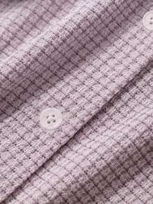 Dazy Plus Textured Fabric Fitted Short Sleeve T-Shirt, Spring/Summer - Mauve Purple - View 4