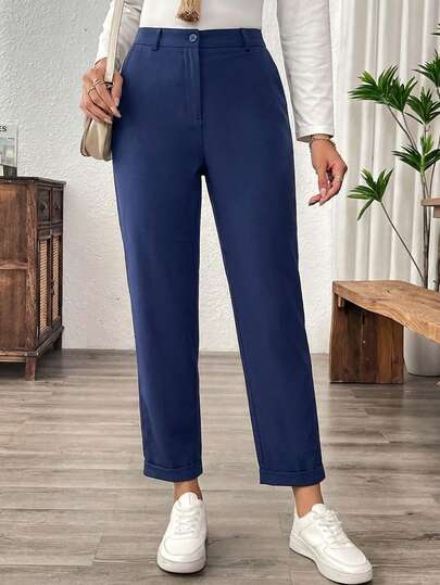 OYGA Women's 3 Packs Straight Leg Regular Fit Mid Rise Good Quality Comfortable Casual Pants