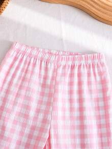 SHEIN Genkimix Kids 两件套女童睡衣套装，长袖上衣印有三只小熊图案，搭配粉色格子长裤，可爱休闲舒适的儿童家居服，萌熊图案也可外出穿着。 - 彩色 - 查看 13