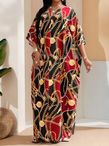 SHEIN Lady 春夏秋冬优雅派对通勤办公彩色编织缺角舞会礼服短袖长袍 - 紅色 - 查看 5