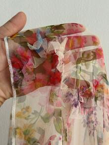 Elenzga Đầm maxi dài tay dáng ôm, thanh lịch, gợi cảm, chất liệu lưới dệt kim in họa tiết, mỏng nhẹ, có lớp lót, không xuyên thấu, viền bèo nhún, thích hợp cho các buổi hẹn hò/dịp lãng mạn, kỷ niệm/cầu hôn, tiệc tùng/sự kiện xã hội, bữa tối trang trọng, kỳ nghỉ, chụp ảnh thời trang dành cho nữ cỡ lớn, mùa xuân/hè. - Nhiều màu - Xem 8