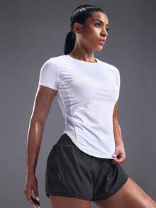 Powerista Women's High Waist Everyday Fitness Double-Layer Sports Shorts - Grey - View 4