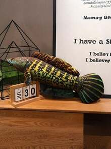 POKOJA LAND 仿真鱼玩偶，黑鱼毛绒玩具，绿鱼，黄花鱼，鲫鱼礼品，毛绒宠物，雷龙鱼，鱼类训练道具，柔软毛绒填充鱼，适合家居、派对、婚礼、万圣节、圣诞节-水族馆、桌面装饰-生日/周年纪念礼物、鱼类装饰、派对装饰，趣味设计，高品质面料，装饰毛绒玩偶，家居装饰春夏款 - 彩色 - 查看 11