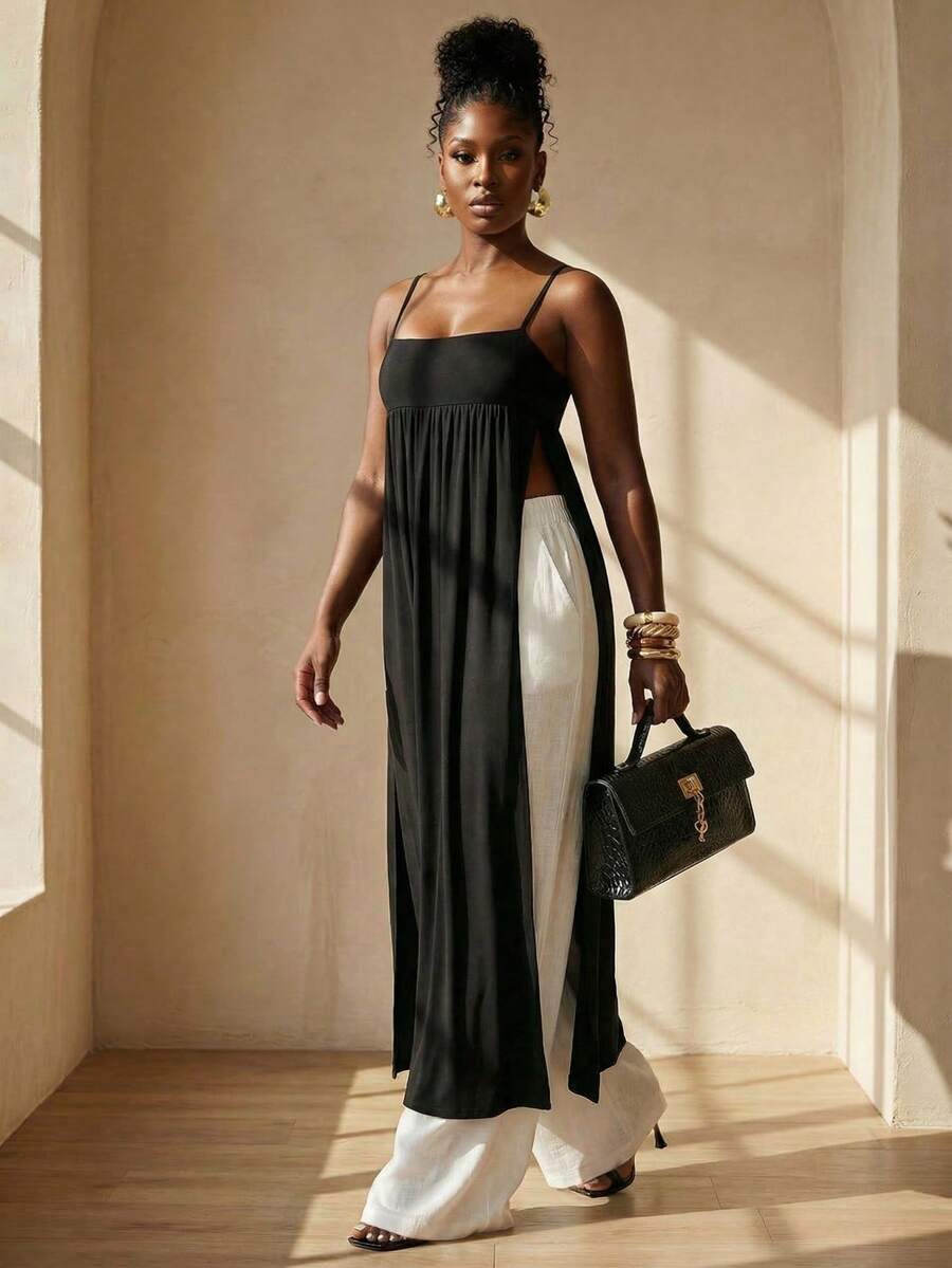 BamGlimmer 春季情人节新年假日新款女士露背吊带背心，时尚热带度假休闲风，适合旅行、日常穿着、返校、派对、各种场合。 - 彩色 - 查看 1