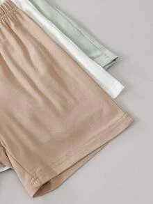 3 sets/6 piezas Conjunto de camiseta de manga corta con estampado de eslogan y pantalones cortos casuales para niños, adecuado para uso diario, vacaciones, deportes, verano - Multicolor - Ver 6