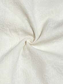 Franclia 新款中国风纽扣雪纺衬衫，女士短袖V领提花上衣，修身衬衫 - 白色 - 查看 6