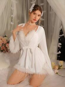 性感网纱女士睡衣套装 - 白色 - 查看 5