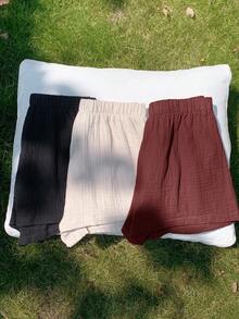 Comfortcana Bộ 3 quần short nữ thời trang mới, nhiều màu sắc, màu nâu cà phê - Cà phê nâu - Xem 7