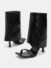 Sandalias de tacón alto elegantes con correa para mujer - Negro - Ver 6
