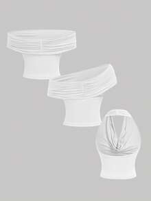 SHEIN MOD 2件套三穿女式休闲纯色修身上衣，C - 淺粉色 - 查看 4