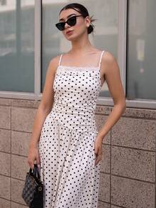 Andrea Bello Vestido largo con adorno de encaje elegante para mujer, vestido de Año Nuevo, vestido de fiesta de Año Nuevo, ropa de mujer, vestidos elegantes de mujer, vestidos beige de mujer, vestido de Año Nuevo para mujer, vestidos formales de mujer, vestido de fiesta, conjunto - Blanco y Negro - Ver 6