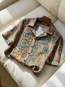 GlowEve CURVE Áo kiểu nữ mùa hè in hoa phong cách Bohemian, áo sơ mi thường ngày cho kỳ nghỉ. - Nhiều màu - Xem 1