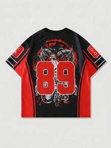 ROMWE MEN 男士撞色V领休闲短袖T恤 - 黑色 - 查看 3