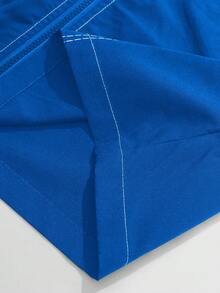 PAVTROS Bộ đồ nam 2 món thời trang: Áo sơ mi dài tay cổ hộp khóa kéo, quần cạp chun xẻ tà, phong cách tối giản sang trọng, nhẹ nhàng, năng động, thoải mái, cá tính, thích hợp mặc hàng ngày, dự tiệc, du lịch, quà tặng ngày lễ, dành cho nam, dáng rộng, đẹp nhất, bạn trai, mùa hè, kỳ nghỉ, phong cách Y2K, cổ điển, bạn bè. - Màu xanh lam - Xem 6