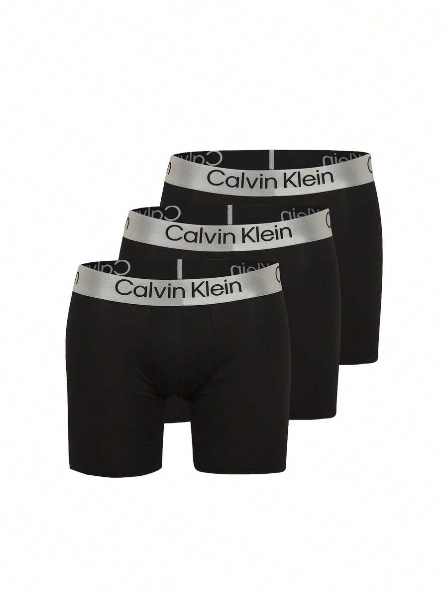 Calvin Klein سروال بوكسر رجالي LV00NB4124-UB1 عبوة 3 قطع - سروال بوكسر للرجال خريف وشتاء - الأسود - مشاهدة 1