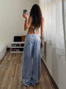 StreetHx 休闲水洗牛仔裤，饰有铆钉 - 藍色 - 查看 2