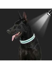 Collar de nailon para perros con hilo reflectante de huella pequeña, ajustable en tamaño para perros grandes, medianos y pequeños - Rosa - Ver 3
