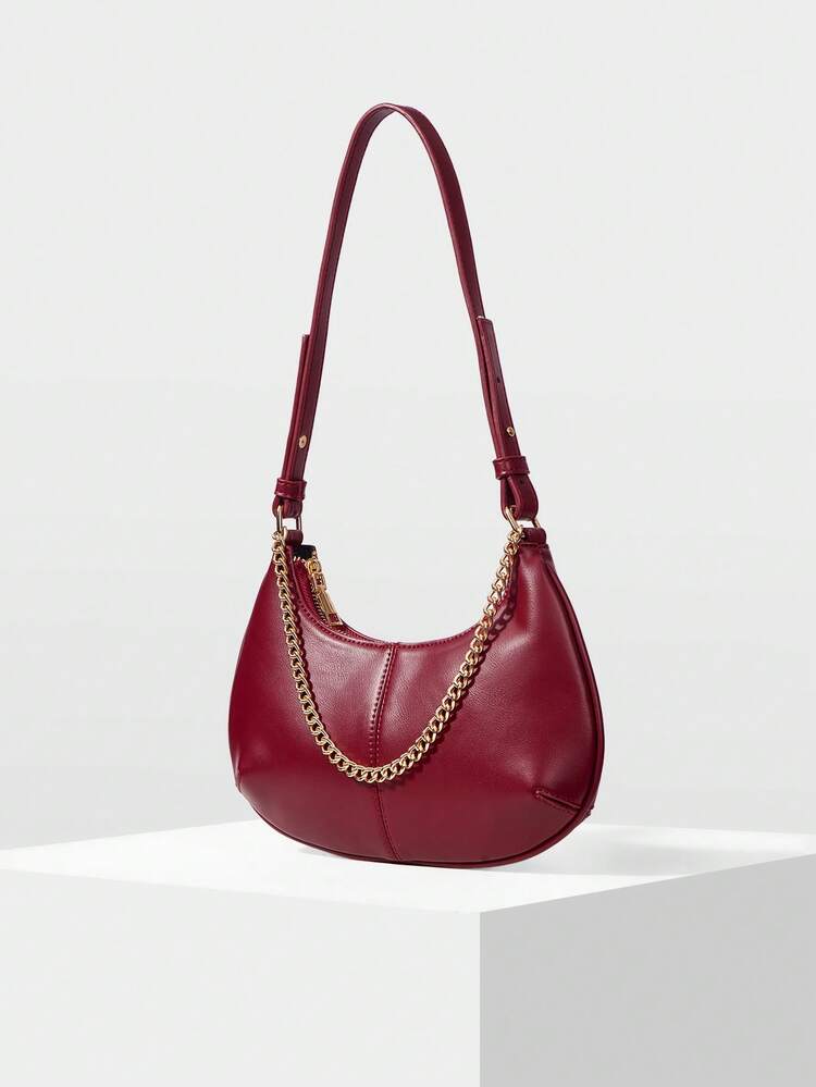 WOMEN SHOULDER BAG RETRO BROWN HANDBAG, EXQUISITE CHAIN DECORATION