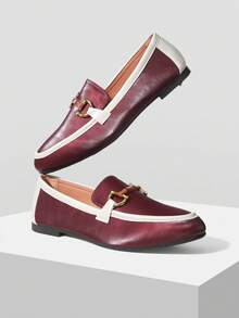 MOTF PREMIUM WOMEN'S COMFORTABLE CASUAL SQUARE TOE FLATS, FOR NEW YEAR HOLIDAY, SPRING SHOES SPRING BREAK EASTER FOR CHRISTMAS SPRING SHOES - Burgundy 1 - View 4