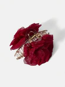 MOTF PREMIUM 女士时尚优雅3D花朵发夹 - 紅色 - 查看 4