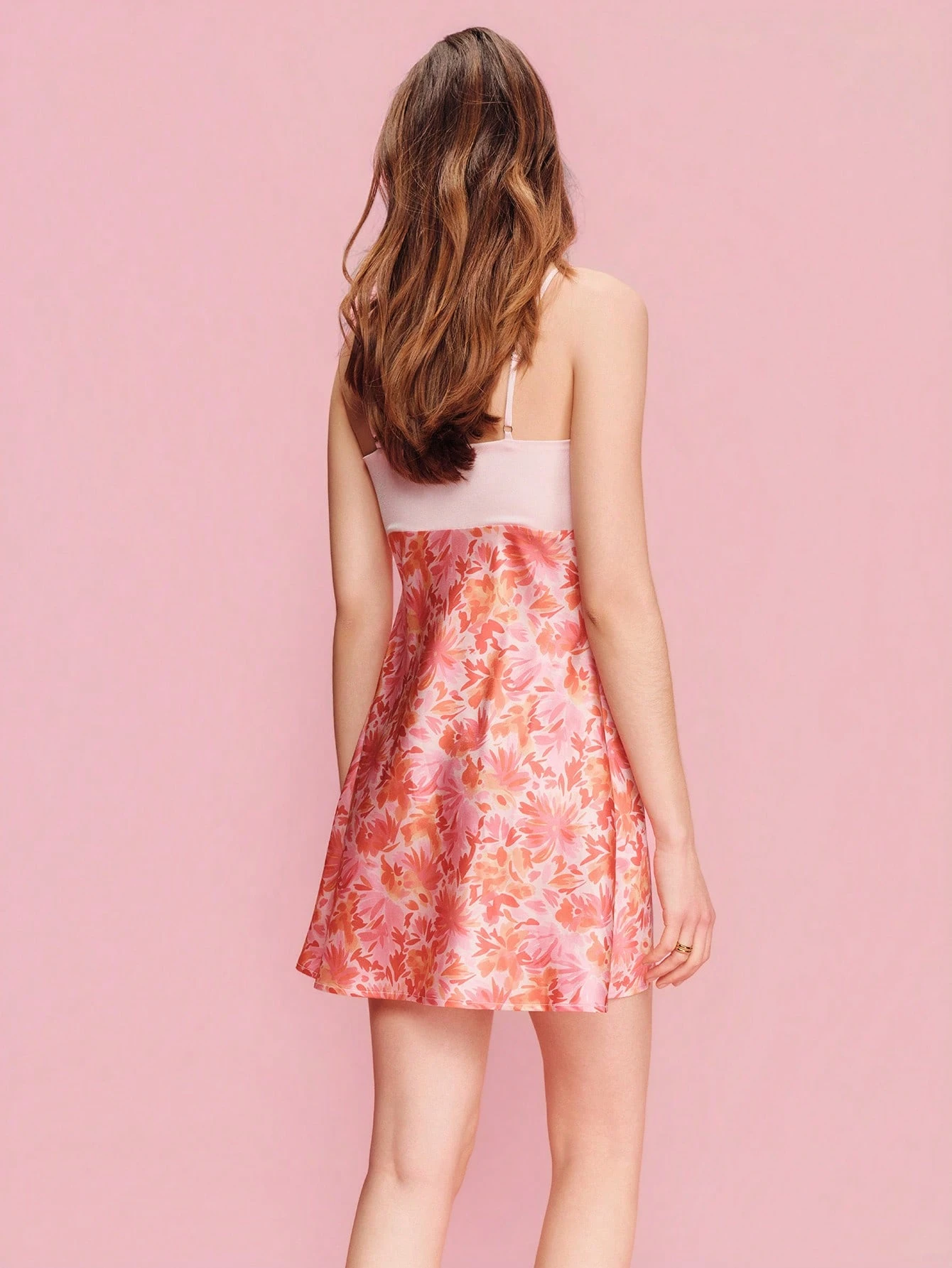 Pink Floral Mini Slip Dress Spring Summer French Style Parisian Style Holiday Dress Vacation Dress Pink Satin Dress Floral Dress Festival Dress Casual Dress