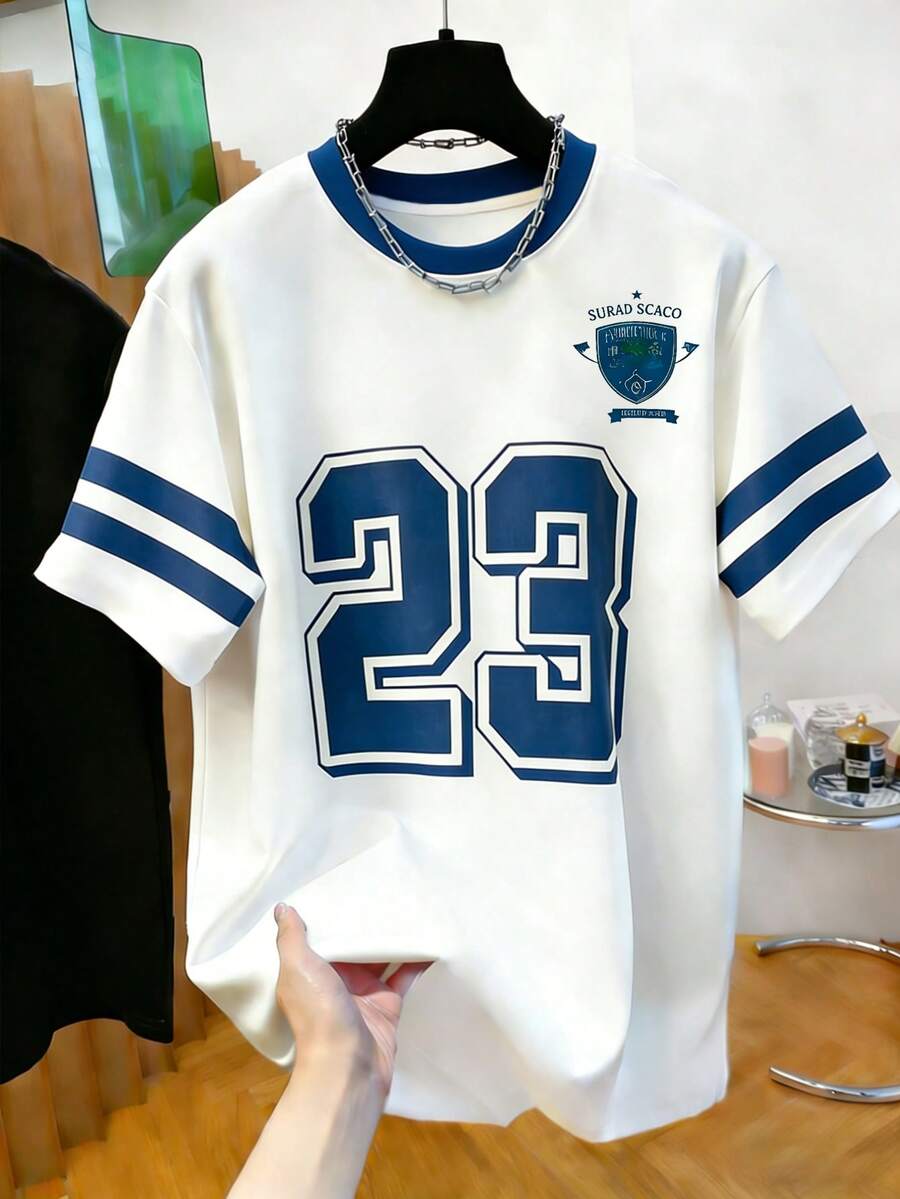 Manfinity Dauomo Men's Round Neck Printed T-Shirt - Round Neck Casual Top - Lightweight T-Shirt Suitable For All Seasons - Multicolor - View 1