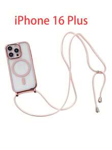 Luxury Crossbody Necklace Lanyard With Electroplated Transparent Phone Case, Compatible With IPhone 17, Air 16, E, 16, 15, 14, 13, 12, Pro Max, And 11. Glossy Magnetic Wireless Charging Protective Case. - Pink - View 10