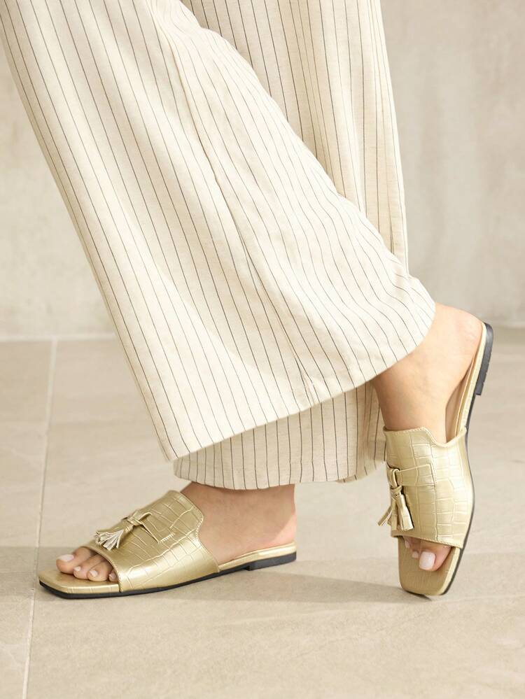 WOMEN'S COMFORTABLE SQUARE TOE SUEDE FRINGED FLAT SANDALS VACATION SHOES, FOR SUMMER NEW YEAR HOLIDAY, SPRING SHOES SPRING BREAK EASTER FOR CHRISTMAS