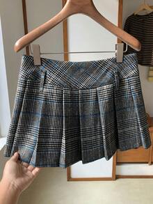 Comfortcana 女士千鸟格褶裥A字休闲裙 - 彩色 - 查看 7