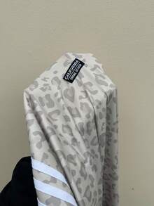 Muchica 加大码夏季休闲豹纹拼接条纹短袖T恤和短裤两件套 - 淺灰色 - 查看 8