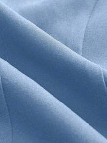 Qadelle Solid Color V-Neck Sleeveless Front Button Minimalist Fashion Vest - Baby Blue - View 4