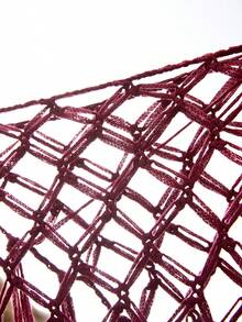 LYSMO 女士沙滩/度假流苏针织裙 - 酒紅色 - 查看 10