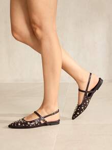 MOTF ZAPATOS PLANOS DE MUJER CON REMACHES METÁLICOS - Burdeos - Ver 6