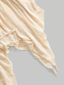 ROMWE 性感褶皱蝴蝶结不对称下摆迷你连衣裙（女款） - 彩色 - 查看 4