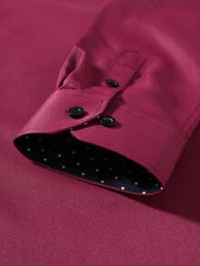 Manfinity Bizformal Men's Casual Button-Down Long Sleeve Shirt For Commuting, Formal - Burgundy - View 6