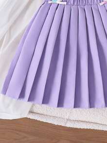 SHEIN Áo không tay kẻ caro cho bé gái tuổi teen phối cùng chân váy xếp ly ngắn kẻ caro. - Nhiều màu - Xem 5