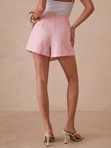 SHEIN Glamour Váy quần nữ kẻ sọc, kiểu dáng thường ngày, đa năng. - Hồng - Xem 6
