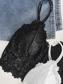 Bộ 2 áo ngực ren hoa đồ lót - Đen và trắng - Xem 3