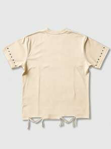 ROMWE MEN Street Life Men's Street Style Jesus Print Short Sleeve T-Shirt - Apricot - View 2
