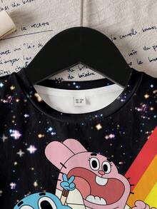 GUMBALL X SHEIN 女童圆领短袖休闲T恤 GUMBALL - 白色 - 查看 3