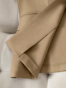 Franclia Women's Solid Color Elegant Single Button Casual Vest - Khaki - View 5