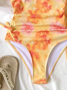 SHEIN 少女修身休闲碎花连体泳衣套装 - 彩色 - 查看 6