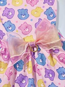 SHEIN X Care Bears 1 件卡通图案印花宠物蓬蓬裙，猫咪服装，狗狗服装，尺码 XXS-XXXXL，特小号，特大号，纱质裙摆，甜美可爱，分享熊，欢呼熊 - 粉色 - 查看 5