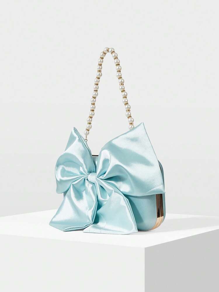 FASHIONABLE & ELEGANT BOW DECOR EVENING CLUTCH, VALENTINES, PERFECTLY MATCHING WITH PROM DRESSES FOR WOMEN, PROM ACCESSORIES,SEQUIN DRESS WOMEN,SPARKLY DRESS,ELEGANT DRESSES FOR WOMEN, PROM BAG FOR PARTY , PINK