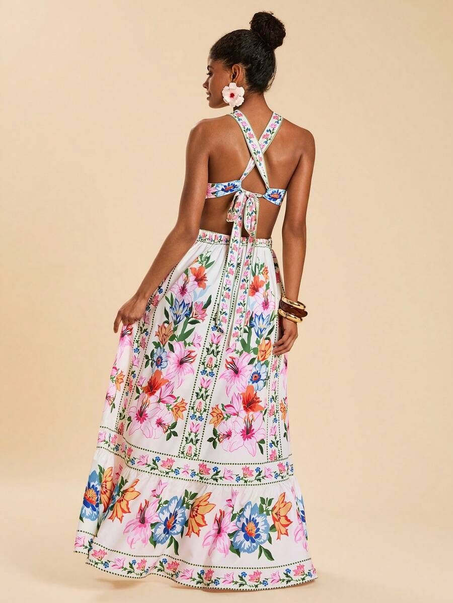 Travachic 浪漫印花系带连衣裙 - 彩色 - 查看 1