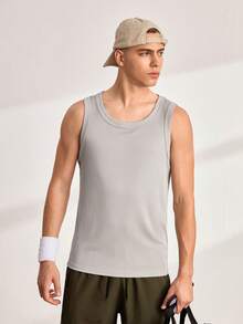 Driftmere 男式休闲罗纹纹理基本款白色修身弹力背心 - 灰色 - 查看 7