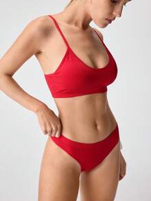 Bộ đồ lót 2 món, áo ngực và quần lót gợi cảm dành cho nữ, đồ ngủ mùa hè thoải mái, trang phục mùa hè, áo ngủ dễ thương, bộ 2 món, đồ mặc nhà, trang phục đi học, trang phục nghỉ lễ. - Đỏ - Xem 7